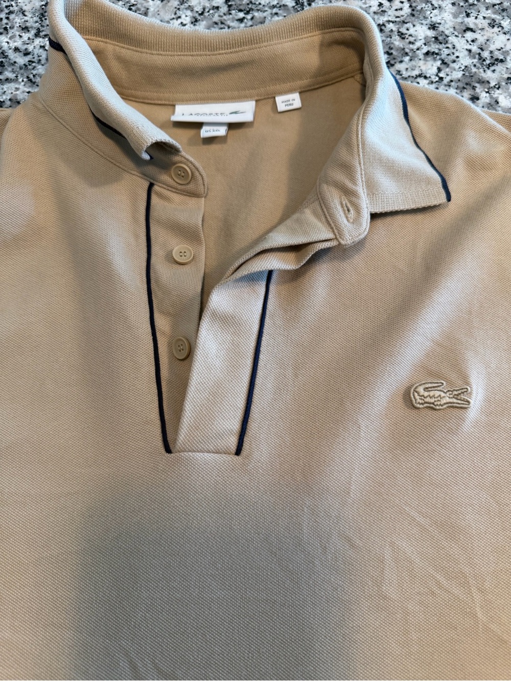 Lacoste Men’s Khaki Polo with Navy Piping
